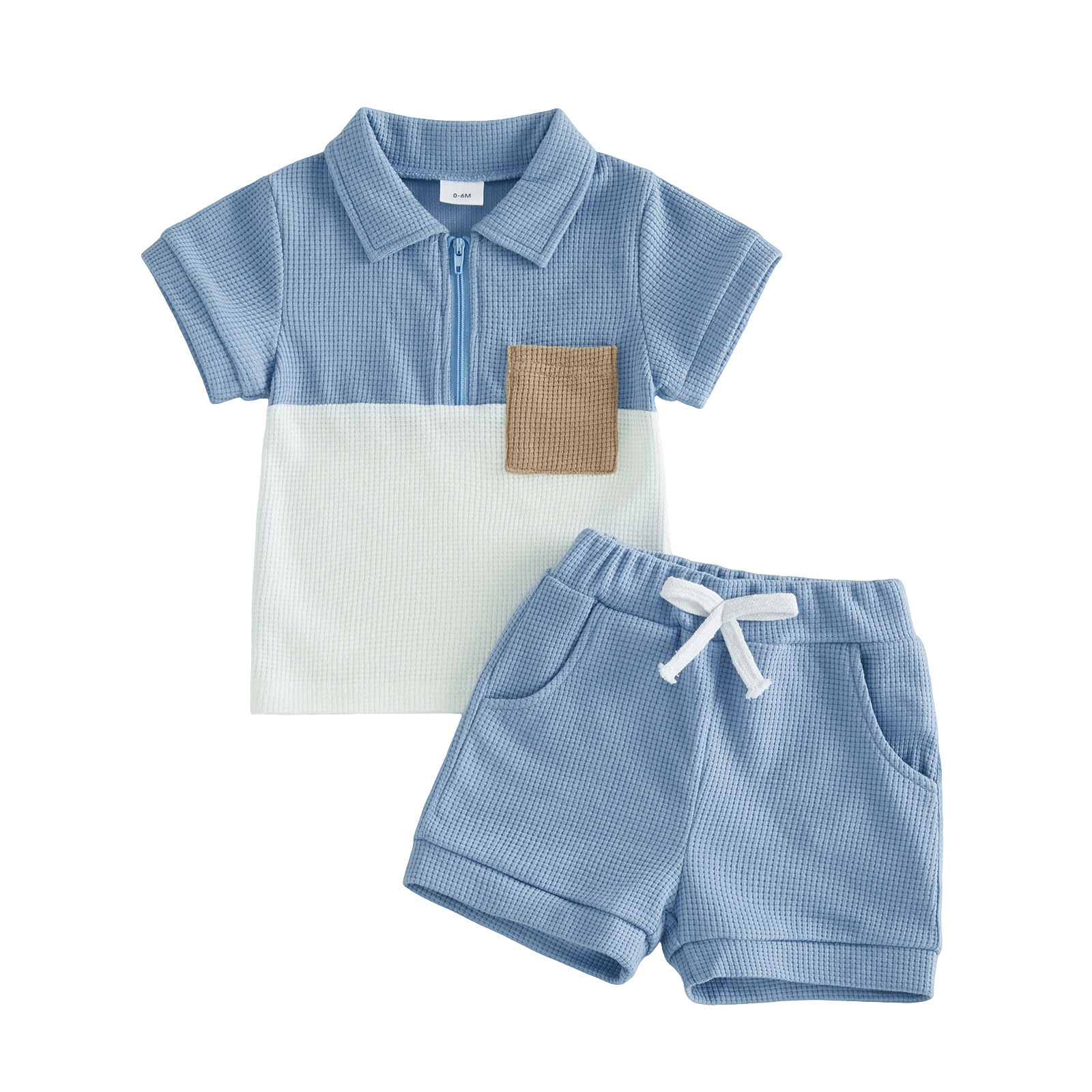 Wafelstof Ritssweater & Shortje – Casual Baby Outfit