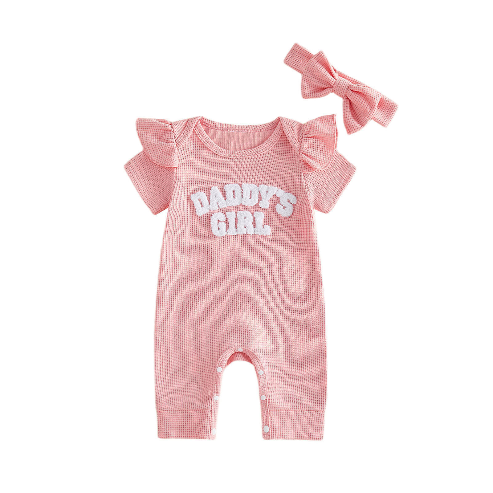Wafelstof Rompertje + Haarbandje – Schattig Setje voor Meisjes