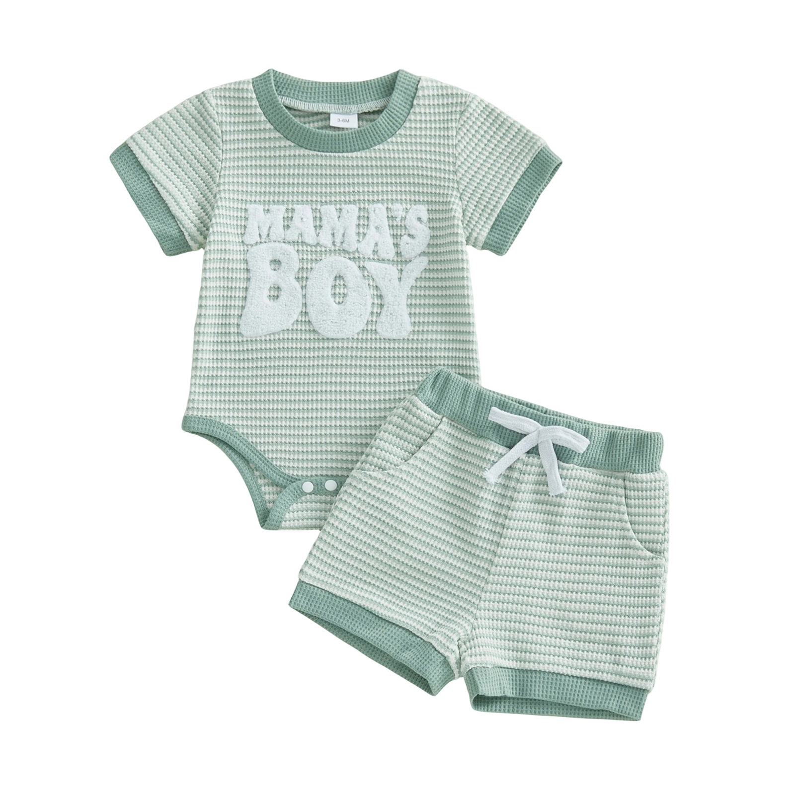 Mama's Lieverdje Romper Set – Gestreept met Borduursels